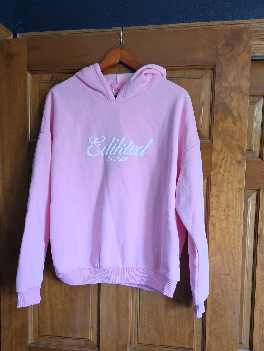 Edikted Light Pink Crewneck Hoodie Sweatshirt